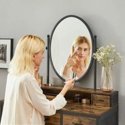 VASAGLE Schminktisch »RVT006A10/B01«, Frisiertisch, Kosmetiktisch, mit Hocker, mit ovalem Spiegel und 5 Schubladen Vintagebraun-Schwarz, Weiß-goldfarben 24 VASAGLE Schminktisch »RVT006A10/B01«, Frisiertisch, Kosmetiktisch, mit Hocker, mit ovalem Spiegel und 5 Schubladen Vintagebraun-Schwarz, Weiß-goldfarben -Vasagleaus Geschaft 01e7f436 8304 419d b4b4 5fc2d0ad88dc