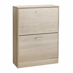 VASAGLE Schuhschrank »LBC602H LBC02WT« Schuhkommode, Trennwände verstellbar und abnehmbar, für 12 Paar Damenschuhe oder 8 Paar Herrenschuhe Eichefarben, Weiß