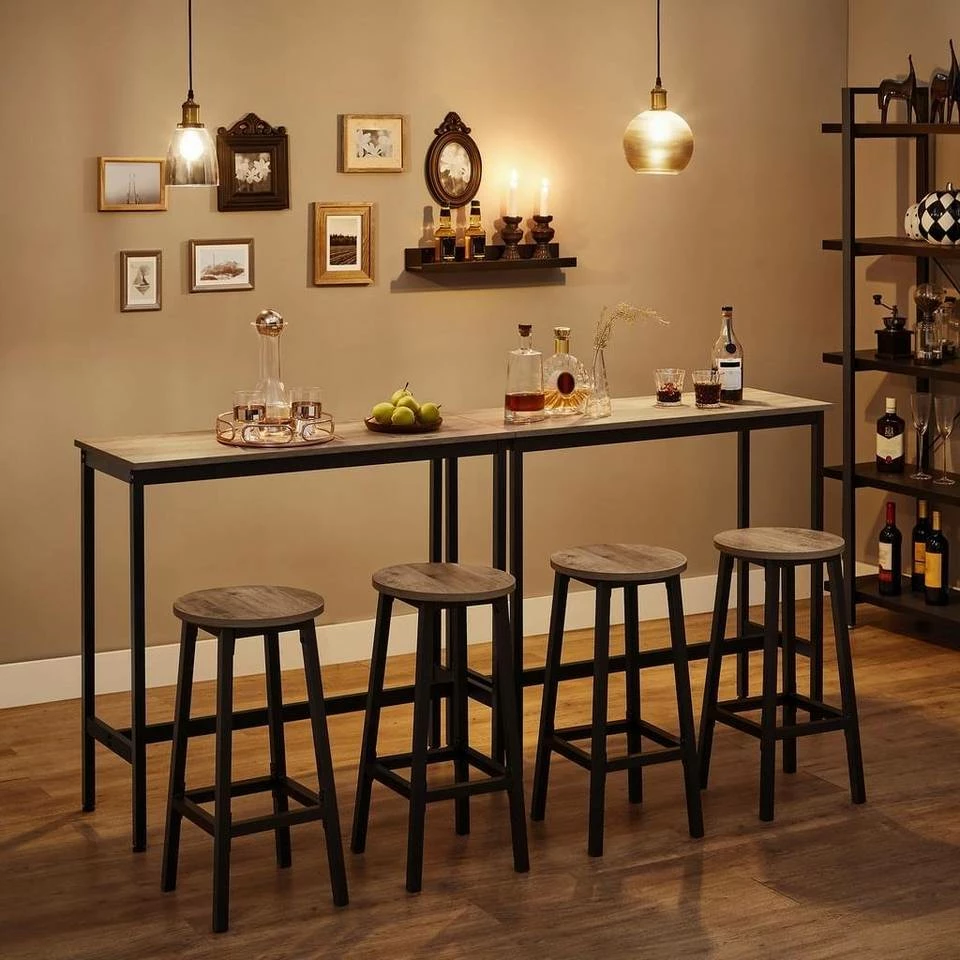 VASAGLE Barhocker »LBC32X LBC032B02«, 2er Set Barstühle, Höhe 65 cm, rund, einfache Montage, Industriestil Greige-schwarz, Vintage 4 VASAGLE Barhocker »LBC32X LBC032B02«, 2er Set Barstühle, Höhe 65 cm, rund, einfache Montage, Industriestil Greige-schwarz, Vintage – Bild 3