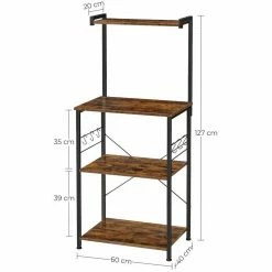 VASAGLE Küchenregal »KKS023B01«, Standregal mit 3 Ablagen,mit 6 S-förmigen Haken, vintage -Vasagleaus Geschaft 07ecb74c a8ce 4ba5 a077 b9a4afd0523d