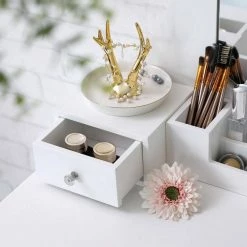 VASAGLE Schminktisch »RDT25WT/BK/K«, Frisiertisch, Kosmetiktisch, mit Spiegel ohne Rahmen, Polsterhocker, Massivholzbeinen Schwarz, Weiß-Natur, Weiß 40 VASAGLE Schminktisch »RDT25WT/BK/K«, Frisiertisch, Kosmetiktisch, mit Spiegel ohne Rahmen, Polsterhocker, Massivholzbeinen Schwarz, Weiß-Natur, Weiß -Vasagleaus Geschaft 081c3810 e931 4f6c a2cd 0f5b8fa0fdf6