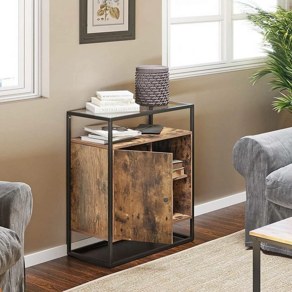 VASAGLE Kommode »LSC12BX«, Konsolentisch, Küchenschrank, Metallgestell mit Glasoberfläche, Industrie-Design, vintage 3 VASAGLE Kommode »LSC12BX«, Konsolentisch, Küchenschrank, Metallgestell mit Glasoberfläche, Industrie-Design, vintage