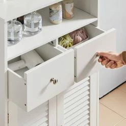 VASAGLE Badkommode »BBC145W01«, Kommode mit 2 Türen, 2 Schubladen, Hoch 108 cm, verstellbare Regalebene, skandinavischer Stil, weiß -Vasagleaus Geschaft 0c8c22f3 b7bd 4e50 9e8d 1a60f5b0deef