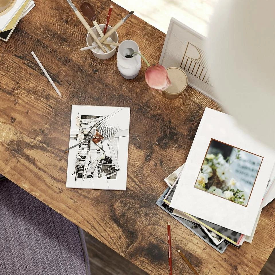 VASAGLE Schreibtisch »LWD55X«, Computertisch, Bürotisch, Wohnzimmer, vintagebraun-schwarz 6 VASAGLE Schreibtisch »LWD55X«, Computertisch, Bürotisch, Wohnzimmer, vintagebraun-schwarz – Bild 4