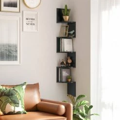 VASAGLE Bücherregal »LBC20BX LBC20WT LBC20BY LBC20BK LBC020M01«, Eckregal, Wandregal mit 5 Ablagen, Schlafzimmer, Wohnzimmer, weiß Grau, Nussbaumfarben, Schwarz, Vintage, Weiß -Vasagleaus Geschaft 1a02cdbe b28b 4366 a23b 5db7ef8674e1