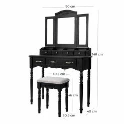 VASAGLE Schminktisch »RDT60WT RDT60BK«, Frisiertisch, Kosmetiktisch mit 3-teiliger Klappspiegel,mit Hocker Schwarz, Weiß 37 VASAGLE Schminktisch »RDT60WT RDT60BK«, Frisiertisch, Kosmetiktisch mit 3-teiliger Klappspiegel,mit Hocker Schwarz, Weiß -Vasagleaus Geschaft 1a78ddc2 7e2d 448d a388 5d69f1049003