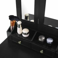 VASAGLE Schminktisch »RDT60WT RDT60BK«, Frisiertisch, Kosmetiktisch mit 3-teiliger Klappspiegel,mit Hocker Schwarz, Weiß 31 VASAGLE Schminktisch »RDT60WT RDT60BK«, Frisiertisch, Kosmetiktisch mit 3-teiliger Klappspiegel,mit Hocker Schwarz, Weiß -Vasagleaus Geschaft 1b0b0b5f 44df 4d9e a223 e76a98d45445