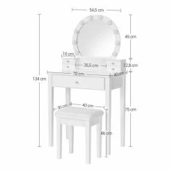 VASAGLE Schminktisch »RDT151W01«, Frisiertisch, Kosmetiktisch, mit 10 dimmbare Glühbirnen, gepolsterter Hocker 20 VASAGLE Schminktisch »RDT151W01«, Frisiertisch, Kosmetiktisch, mit 10 dimmbare Glühbirnen, gepolsterter Hocker -Vasagleaus Geschaft 1c84c7f2 87fa 49d0 a0ad 2cff0858d83e