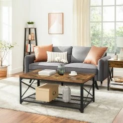 VASAGLE Couchtisch »LCT070B01«, Sofatisch mit Gitterablage, Stahlgestell mit seitlichen X-Streben, bis 50 kg belastbar, stabil, vintage -Vasagleaus Geschaft 1e84cb4b fc7c 4368 a646 6efbbb985175