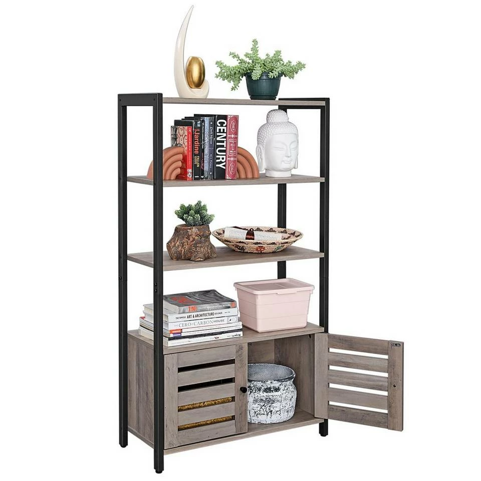 VASAGLE Bücherregal »LSC75«, Bücherschrank mit 3 Ablagen, 2 Lamellentüren, 70 x 30 x 121,5 cm Grau, Vintage 18 VASAGLE Bücherregal »LSC75«, Bücherschrank mit 3 Ablagen, 2 Lamellentüren, 70 x 30 x 121,5 cm Grau, Vintage – Bild 16