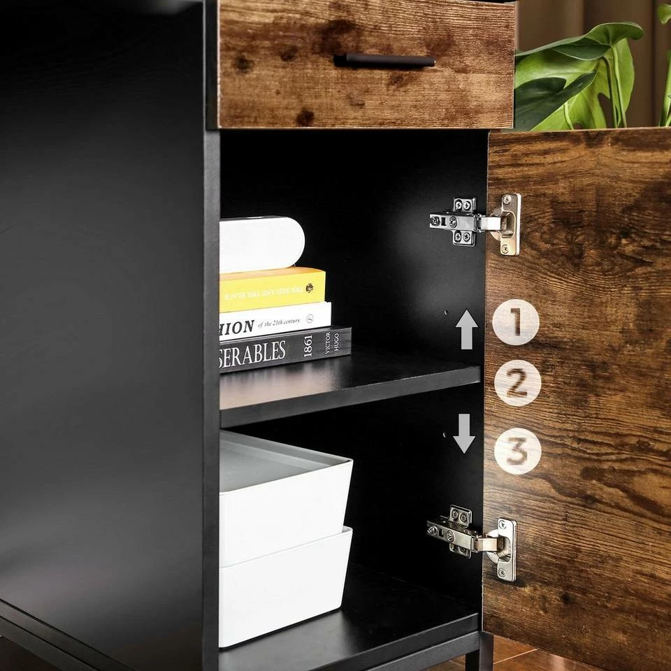 VASAGLE Computertisch »LWD65X«, Schreibtisch mit Regalaufsatz, mit Schrank und Schublade, vintagebraun-schwarz 8 VASAGLE Computertisch »LWD65X«, Schreibtisch mit Regalaufsatz, mit Schrank und Schublade, vintagebraun-schwarz – Bild 6