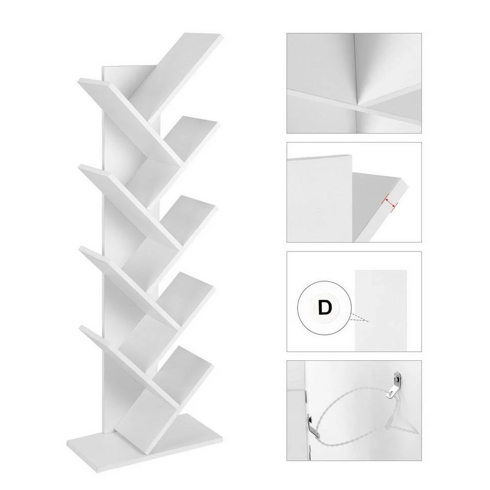 VASAGLE Bücherregal »LBC11BX LBC11WTV1«, Standregal mit 8 Ebenen, in Baumform, für Wohnzimmer, Homeoffice und Büro Vintage, Weiß 9 VASAGLE Bücherregal »LBC11BX LBC11WTV1«, Standregal mit 8 Ebenen, in Baumform, für Wohnzimmer, Homeoffice und Büro Vintage, Weiß – Bild 7