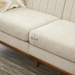 VASAGLE 3-Sitzer »LCS030«, Couch für Wohnzimmer, Beine aus Massivholz, Mid-Century Stil, 191 x 80,5 x 86 cm Beige, Grau -Vasagleaus Geschaft 24ec739b 3399 4617 85cc 4d57b0199763
