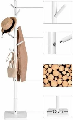 VASAGLE Garderobenständer »RCR010W02«, Kleiderständer, Massivholz, freistehend, Baumform, 8 Haken für Jacken, weiß -Vasagleaus Geschaft 2571d984 d8aa 4367 ba15 481701d87840