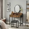 VASAGLE Schminktisch »RVT006A10/B01«, Frisiertisch, Kosmetiktisch, mit Hocker, mit ovalem Spiegel und 5 Schubladen Vintagebraun-Schwarz, Weiß-goldfarben 1 VASAGLE Schminktisch »RVT006A10/B01«, Frisiertisch, Kosmetiktisch, mit Hocker, mit ovalem Spiegel und 5 Schubladen Vintagebraun-Schwarz, Weiß-goldfarben -Vasagleaus Geschaft 25d9976a 2517 4244 90a0 113a31884649