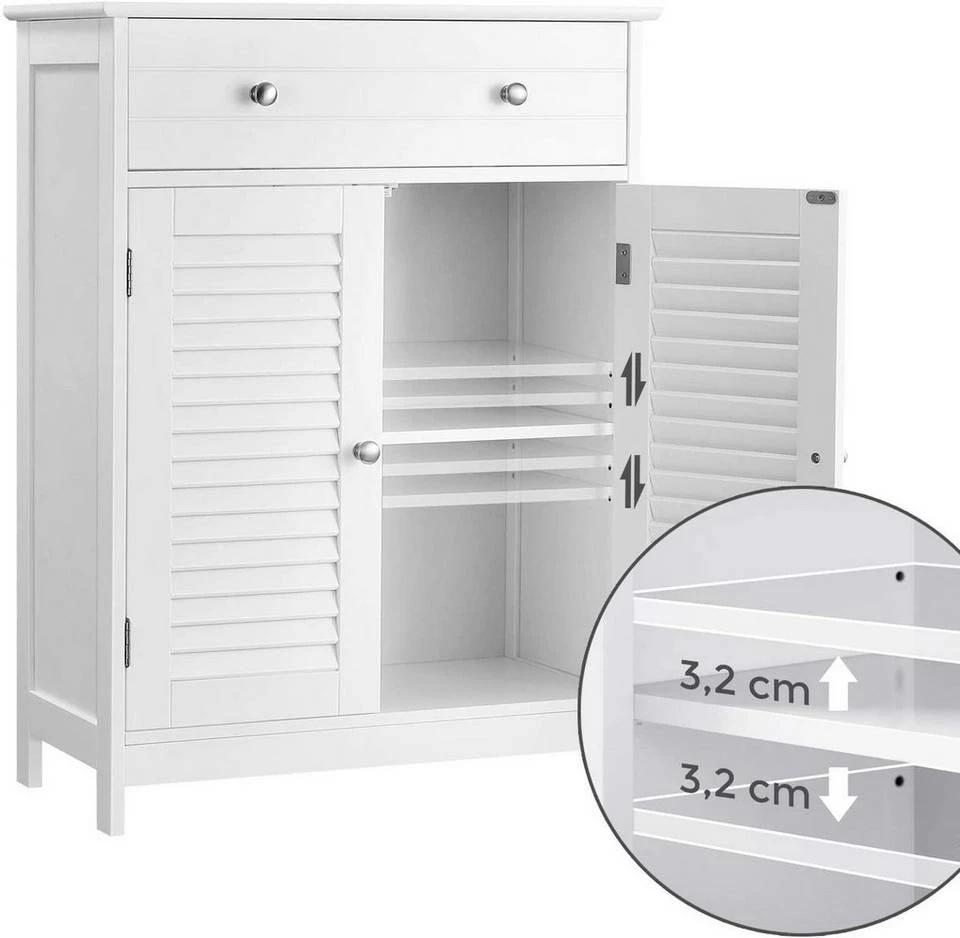 VASAGLE Badkommode »BBC51WT«, Badschrank, 60 x 30 x 80 cm, mattweiß 6 VASAGLE Badkommode »BBC51WT«, Badschrank, 60 x 30 x 80 cm, mattweiß – Bild 4