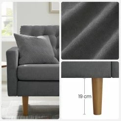 VASAGLE 3-Sitzer »LCS101«, Couch fürs Wohnzimmer, Polyester, 177 x 72 x 86 cm (L x B x H) Beige, Grau -Vasagleaus Geschaft 271e4e88 7c17 4359 95c8 caa516636a0a