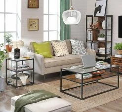 VASAGLE Couchtisch »LCT30BX«, Kaffeetisch mit Glasoberfläche, stabiles Stahlgestell, Hartglas, Wohnzimmer, 106 x 57 x 45 cm, vintage -Vasagleaus Geschaft 278a5a71 f433 4ea5 81ad a96fd7cb82e7