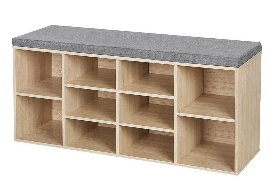 VASAGLE Schuhbank »LHS10«, Schuhregal, Sitzbank, 10 Fächer, mit Polsterung, multifunktional, 104 x 30 x 48 cm Natur, Vintage, Weiß 13 VASAGLE Schuhbank »LHS10«, Schuhregal, Sitzbank, 10 Fächer, mit Polsterung, multifunktional, 104 x 30 x 48 cm Natur, Vintage, Weiß – Bild 11