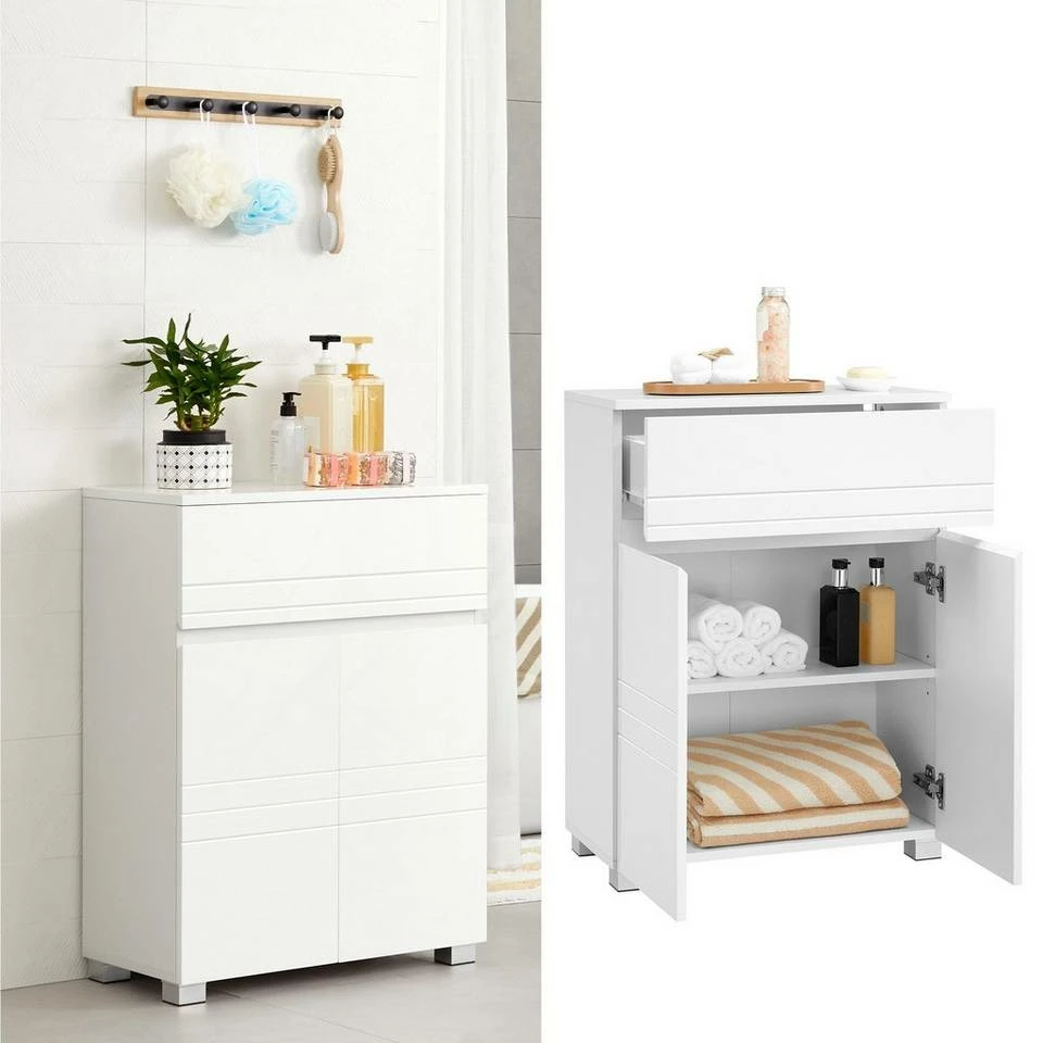 VASAGLE Badkommode »BBK140W01«, Badezimmerschrank, Sideboard mit Schublade, Badezimmer, Flur, 60 x 30 x 80 cm, weiß 3 VASAGLE Badkommode »BBK140W01«, Badezimmerschrank, Sideboard mit Schublade, Badezimmer, Flur, 60 x 30 x 80 cm, weiß