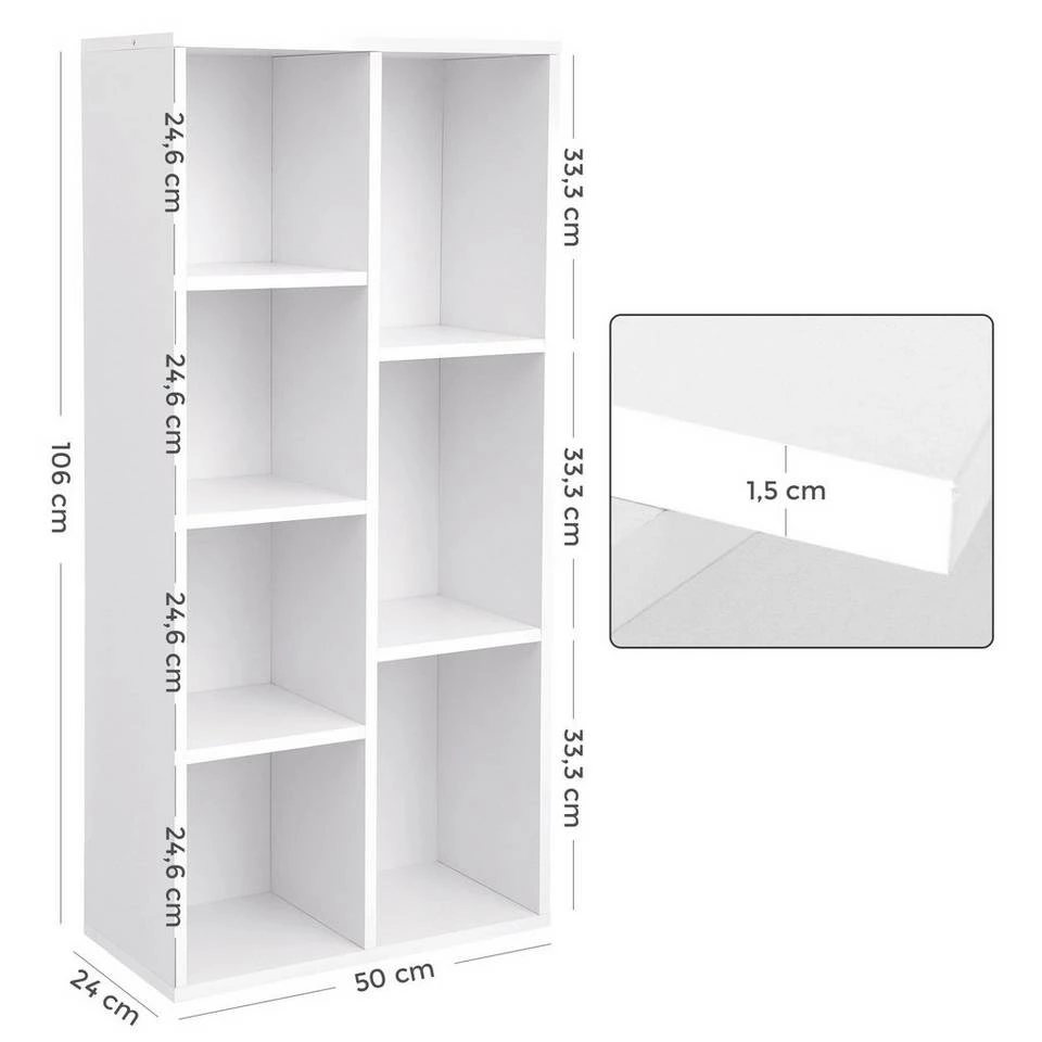 VASAGLE Bücherregal »LBC27NL LBC27WT LBC27BX«, Würfelregal, Standregal, eichefarben Natur, Vintage, Weiß 23 VASAGLE Bücherregal »LBC27NL LBC27WT LBC27BX«, Würfelregal, Standregal, eichefarben Natur, Vintage, Weiß – Bild 21
