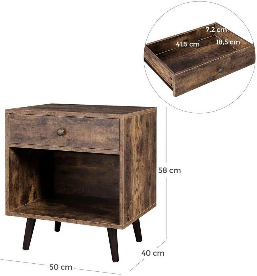 VASAGLE Nachttisch »LET71BX«, Nachttisch, Kleiner Beistelltisch, Beine aus Kiefernholz, vintage 8 VASAGLE Nachttisch »LET71BX«, Nachttisch, Kleiner Beistelltisch, Beine aus Kiefernholz, vintage – Bild 6