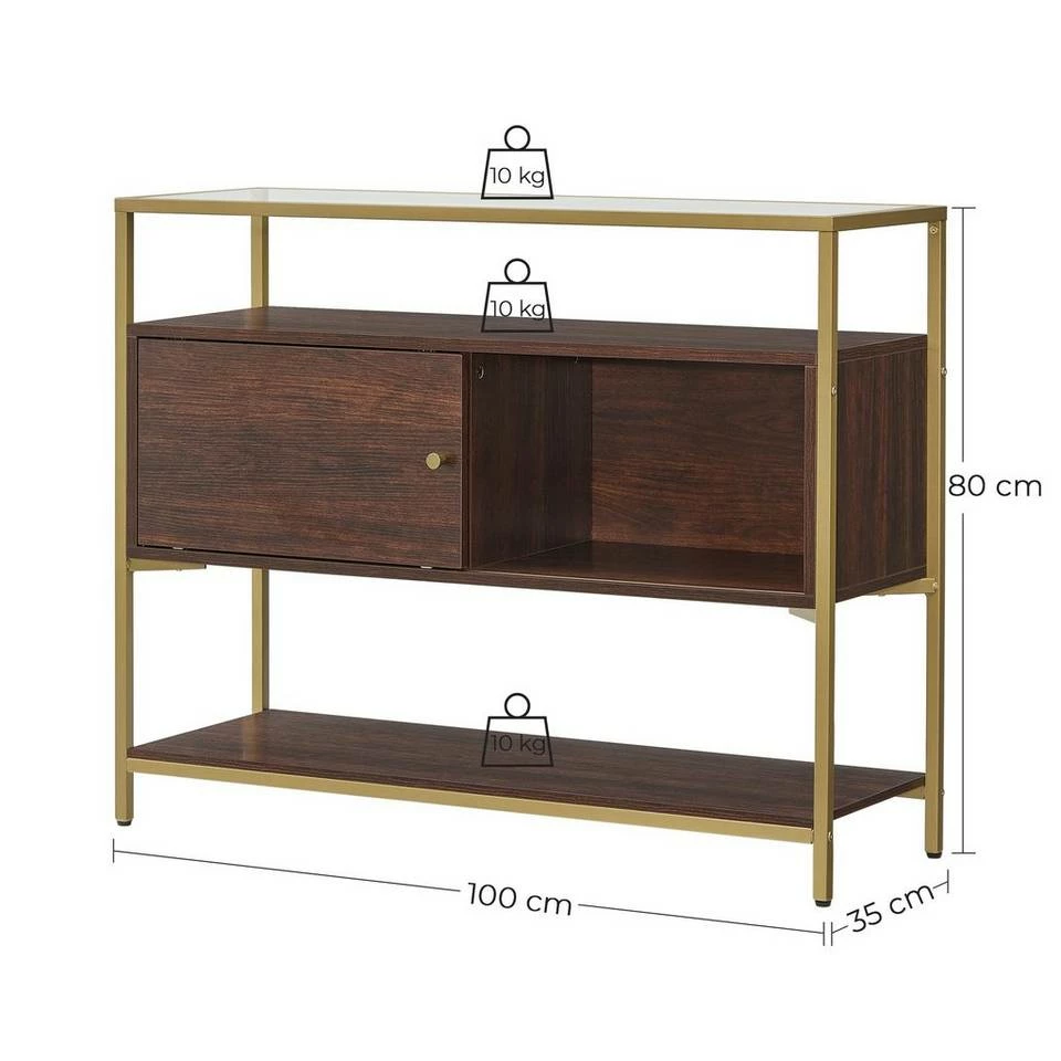 VASAGLE Konsolentisch »LSC016B24«, Beistelltisch, Flurtisch, mit Schiebetür, Schokoladenbraun-Mattgold 12 VASAGLE Konsolentisch »LSC016B24«, Beistelltisch, Flurtisch, mit Schiebetür, Schokoladenbraun-Mattgold – Bild 10