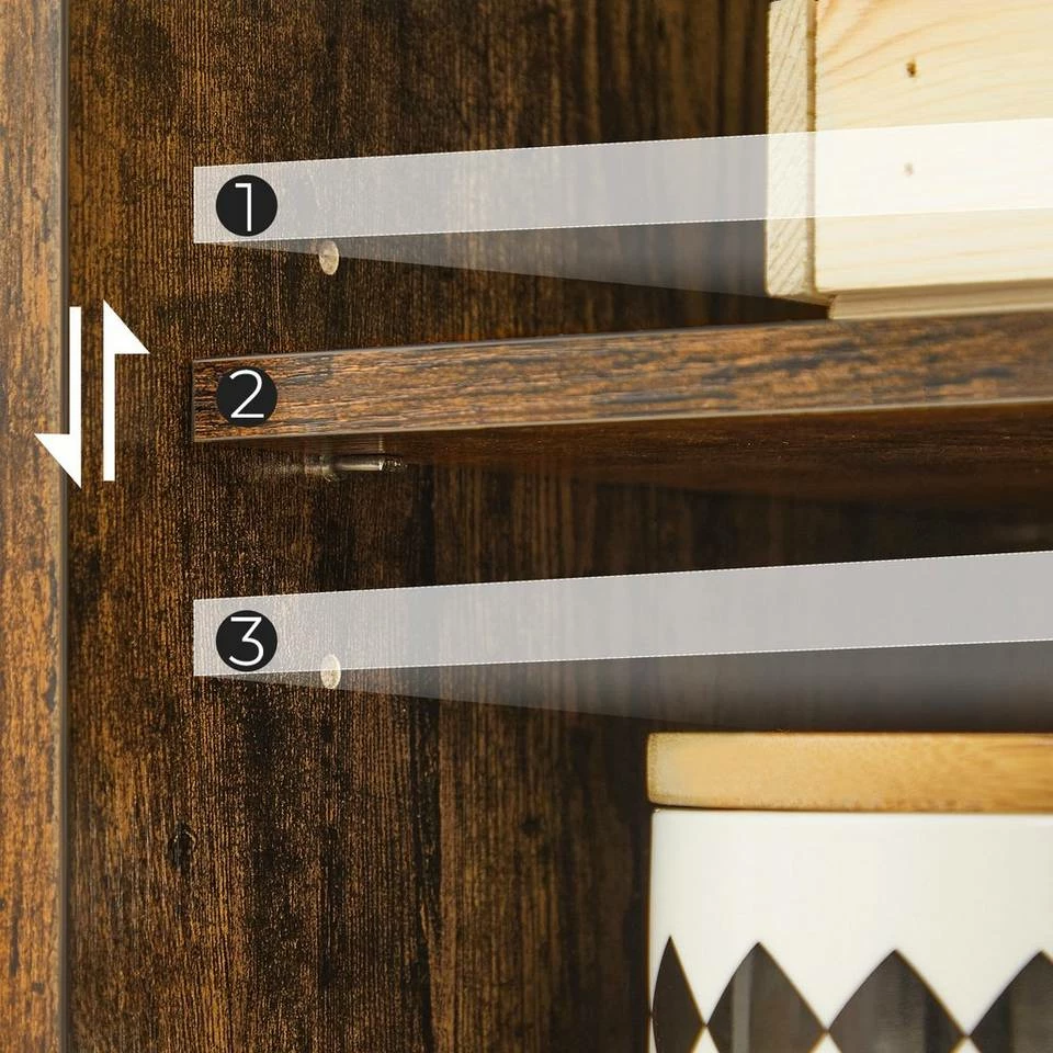 VASAGLE Anrichte »LBF003X01«, Beistellschrank, Küchenschrank mit Ablagen, Wohnzimmer, Esszimmer, Schlafzimmer, vintagebraun 7 VASAGLE Anrichte »LBF003X01«, Beistellschrank, Küchenschrank mit Ablagen, Wohnzimmer, Esszimmer, Schlafzimmer, vintagebraun – Bild 7