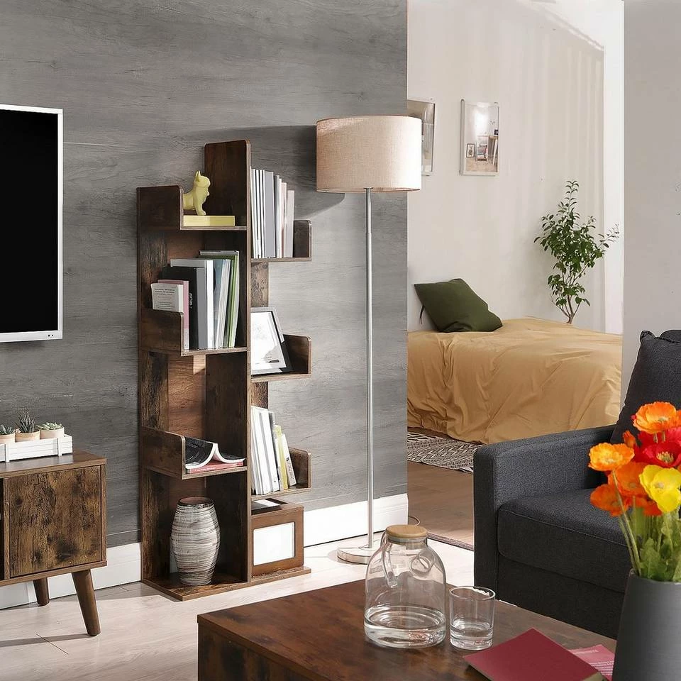 VASAGLE Bücherregal »LBC66BXV1«, Standregal mit 8 Fächern, Aufbewahrungsregal, 50 x 25 x 140 cm, mit abgerundeten Ecken, vintagebraun 4 VASAGLE Bücherregal »LBC66BXV1«, Standregal mit 8 Fächern, Aufbewahrungsregal, 50 x 25 x 140 cm, mit abgerundeten Ecken, vintagebraun – Bild 2