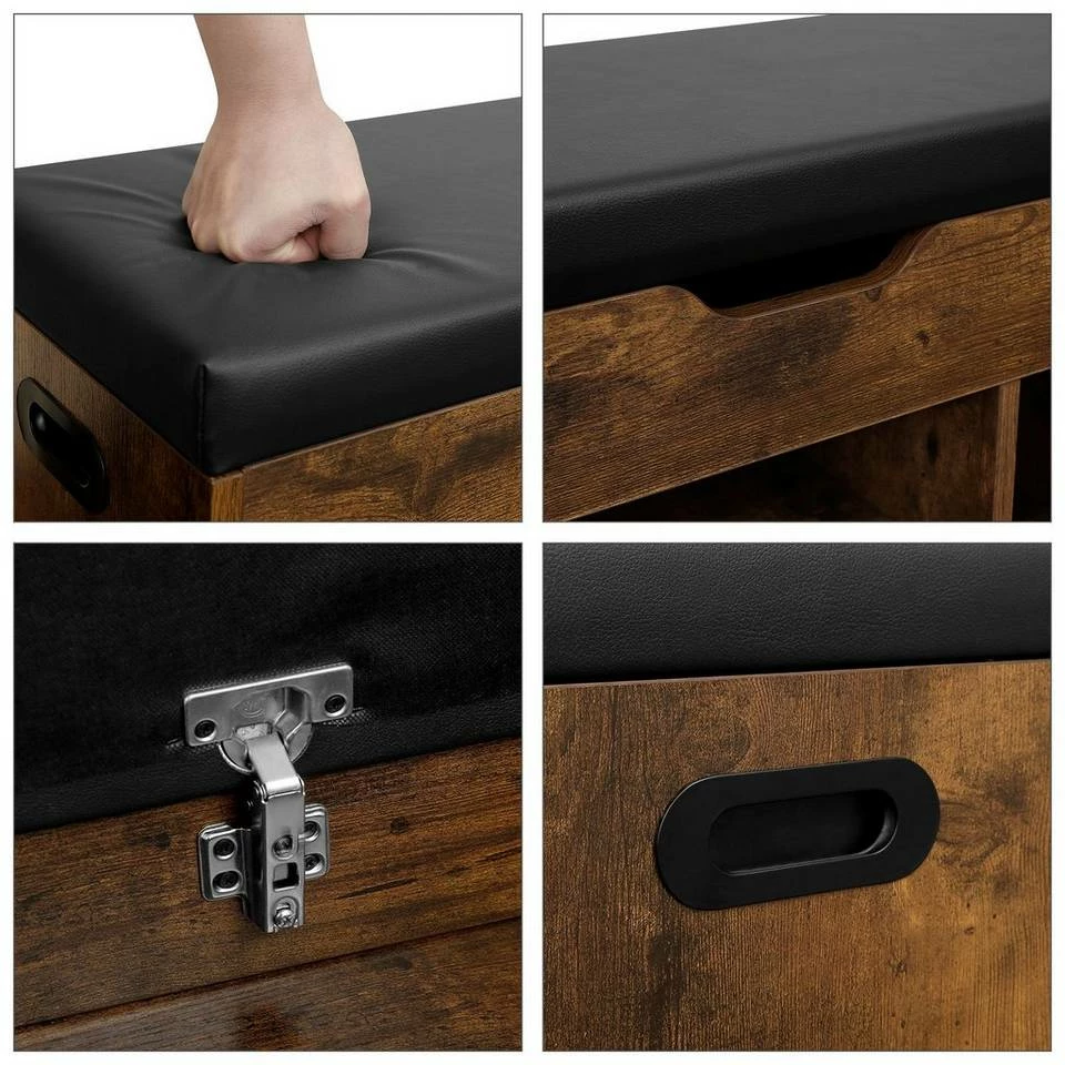 VASAGLE Schuhbank »LHS30«, Sitzbank, gepolstert, 3 offene Fächer, mit Stauraum, bis 150 kg belastbar Vintage, Weiß 19 VASAGLE Schuhbank »LHS30«, Sitzbank, gepolstert, 3 offene Fächer, mit Stauraum, bis 150 kg belastbar Vintage, Weiß – Bild 17