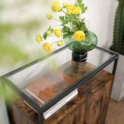 VASAGLE Sideboard »LSC013B01«, Küchenschrank, Konsolentisch mit Glasoberfläche, Stahlgestell, Industrie-Design, vintage -Vasagleaus Geschaft 35d9b7d3 f09d 403b b2fd d407a57c647d