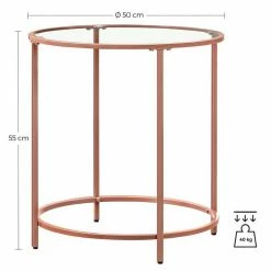 VASAGLE Beistelltisch »LGT20G/020B01«, Beistelltisch rund, kleiner Couchtisch, Glastisch mit Metallgestell, Nachttisch, Sofatisch Gold, Ros&eacute;gold, Schwarz -Vasagleaus Geschaft 36ac0dfd acce 4db6 8a1f adab5a5403fc