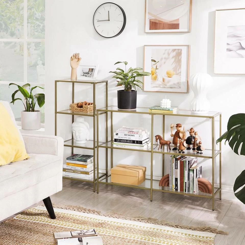 VASAGLE Standregal »LGT28G LGT028B61«, Badezimmerregal, Küchenregal, Flurregal, stabil, einfacher Aufbau, Wohnzimmer, Schlafzimmer Goldfarben, Schwarz 7 VASAGLE Standregal »LGT28G LGT028B61«, Badezimmerregal, Küchenregal, Flurregal, stabil, einfacher Aufbau, Wohnzimmer, Schlafzimmer Goldfarben, Schwarz – Bild 5