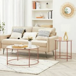 VASAGLE Beistelltisch »LGT20G/020B01«, Beistelltisch rund, kleiner Couchtisch, Glastisch mit Metallgestell, Nachttisch, Sofatisch Gold, Ros&eacute;gold, Schwarz -Vasagleaus Geschaft 3adc2a82 e381 4ce3 af33 9440a6cfaba5