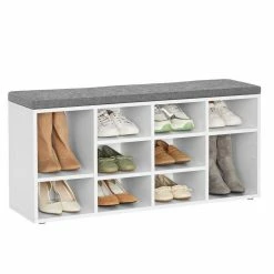 VASAGLE Schuhbank »LHS10«, Schuhregal, Sitzbank, 10 Fächer, mit Polsterung, multifunktional, 104 x 30 x 48 cm Natur, Vintage, Weiß 55 VASAGLE Schuhbank »LHS10«, Schuhregal, Sitzbank, 10 Fächer, mit Polsterung, multifunktional, 104 x 30 x 48 cm Natur, Vintage, Weiß -Vasagleaus Geschaft 3bfb6236 a169 4790 b005 8d9604abdc4e