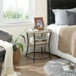 VASAGLE Beistelltisch »LET56BX«, Beistelltisch rund, Sofatisch, 2 Ablagen, vintage Greige -Vasagleaus Geschaft 3db70de3 0a3a 4a73 a970 c8f85300eaf9