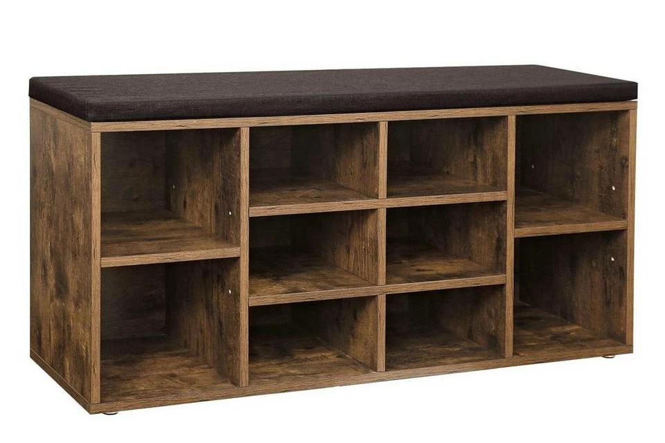 VASAGLE Schuhbank »LHS10«, Schuhregal, Sitzbank, 10 Fächer, mit Polsterung, multifunktional, 104 x 30 x 48 cm Natur, Vintage, Weiß 3 VASAGLE Schuhbank »LHS10«, Schuhregal, Sitzbank, 10 Fächer, mit Polsterung, multifunktional, 104 x 30 x 48 cm Natur, Vintage, Weiß