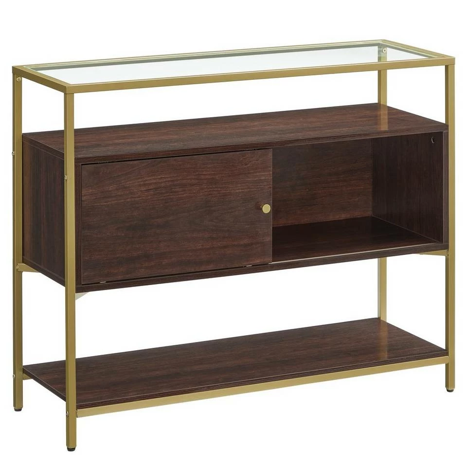 VASAGLE Konsolentisch »LSC016B24«, Beistelltisch, Flurtisch, mit Schiebetür, Schokoladenbraun-Mattgold 11 VASAGLE Konsolentisch »LSC016B24«, Beistelltisch, Flurtisch, mit Schiebetür, Schokoladenbraun-Mattgold – Bild 9