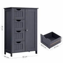 VASAGLE Badkommode »LHC41«, Badschrank, Beistellschrank, Kommode, 55 x 30 x 81 cm Grau, Wei&szlig; -Vasagleaus Geschaft 3f6338da eafd 4745 a9fc c1c08f81c54b