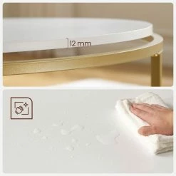 VASAGLE Couchtisch »LCT091A10«, Beistelltisch, Sofatisch, rund, mit goldfarbenem Stahlrahmen, modern, Ø 84 cm, weiß-goldfarben 16 VASAGLE Couchtisch »LCT091A10«, Beistelltisch, Sofatisch, rund, mit goldfarbenem Stahlrahmen, modern, Ø 84 cm, weiß-goldfarben -Vasagleaus Geschaft 42738789 5191 467f 874a 064fe585fc72