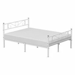 VASAGLE Metallbett »RMB061 RMB063«, Einzelbett, Doppelbett, mit Lattenrost und Bettgestell, für kleine Räume, Gästebett Schwarz, Wei&szlig; -Vasagleaus Geschaft 449e47c3 7213 486d b363 407efdec7306