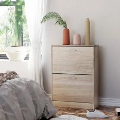 VASAGLE Schuhschrank »LBC602H LBC02WT« Schuhkommode, Trennwände verstellbar und abnehmbar, für 12 Paar Damenschuhe oder 8 Paar Herrenschuhe Eichefarben, Weiß -Vasagleaus Geschaft 44a3a91e 0eda 4b1b b6a3 fb4b1186e4ee