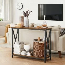 VASAGLE Konsolentisch »LNT088B01 LNT100B01«, Beistelltisch, Flurtisch, Sofatisch, 100 x 35 x 80 cm, für Wohnzimmer, Flur, vintagebraun-schwarz -Vasagleaus Geschaft 44deb1fe d5c6 406d 9b4e 233fb3858fb2