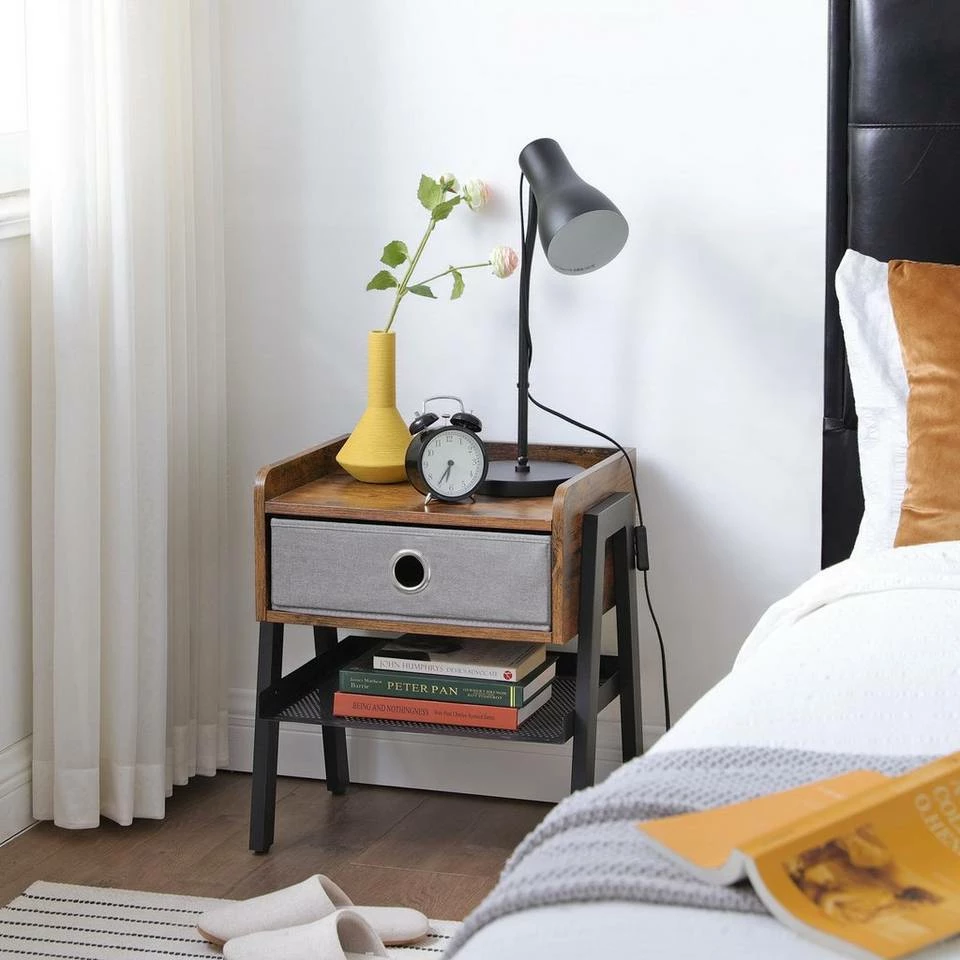 VASAGLE Nachttisch »LET64X«, Beistelltisch, Nachtschrank, Ablage mit herausnehmbarer Stoffschublade 4 VASAGLE Nachttisch »LET64X«, Beistelltisch, Nachtschrank, Ablage mit herausnehmbarer Stoffschublade – Bild 2