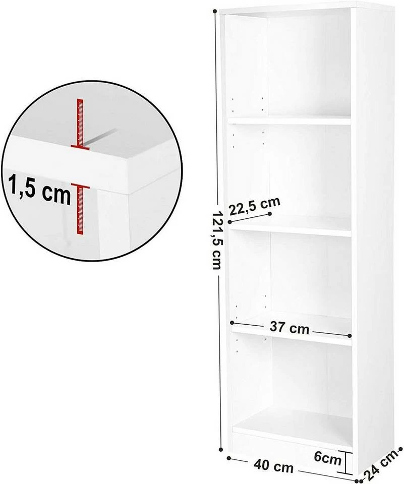 VASAGLE Bücherregal »LBC104W«, Standregal, Bücherschrank, weiß 6 VASAGLE Bücherregal »LBC104W«, Standregal, Bücherschrank, weiß – Bild 4