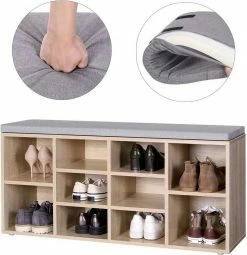 VASAGLE Schuhbank »LHS10«, Schuhregal, Sitzbank, 10 Fächer, mit Polsterung, multifunktional, 104 x 30 x 48 cm Natur, Vintage, Weiß 45 VASAGLE Schuhbank »LHS10«, Schuhregal, Sitzbank, 10 Fächer, mit Polsterung, multifunktional, 104 x 30 x 48 cm Natur, Vintage, Weiß -Vasagleaus Geschaft 478f5b6f de9c 4c91 9720 431c1019d534