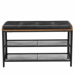 VASAGLE Schuhbank »LBS75X«, Schuhregal, schwarzes Kunstleder, 80 x 30 x 48 cm (L x B x H) -Vasagleaus Geschaft 4a9555ee 8beb 4dc7 8934 7251c22fb51e