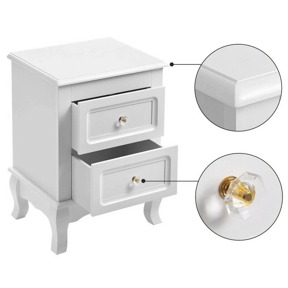 VASAGLE Nachttisch »RDN012«, 2 Stück Beistellschränke, Beine aus Kiefernholz, weiß 9 VASAGLE Nachttisch »RDN012«, 2 Stück Beistellschränke, Beine aus Kiefernholz, weiß – Bild 7