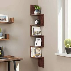 VASAGLE Bücherregal »LBC20BX LBC20WT LBC20BY LBC20BK LBC020M01«, Eckregal, Wandregal mit 5 Ablagen, Schlafzimmer, Wohnzimmer, weiß Grau, Nussbaumfarben, Schwarz, Vintage, Weiß -Vasagleaus Geschaft 4fb549e0 6322 43b2 acda f5ce477655d0