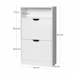 VASAGLE Schuhschrank »LBC040X01 LBC040W01« Schuhregal mit 2 Klappen und mit Zusatzfach, Schuhaufbewahrung, 60 x 24 x 102 cm Vintage, Weiß -Vasagleaus Geschaft 5025a7a7 be5c 40b2 a205 355192a63b4a